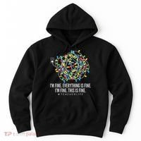 I'm Fine Everything Is Fine Teacher Life Christmas Lights Hoodie thumb 0