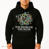 I'm Fine Everything Is Fine Teacher Life Christmas Lights Hoodie thumb 2