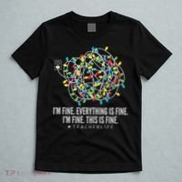 I'm Fine Everything Is Fine Teacher Life Christmas Lights T-Shirt thumb 5