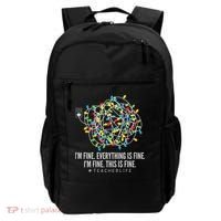 I'm Fine Everything Is Fine Teacher Life Christmas Lights Backpack thumb 0