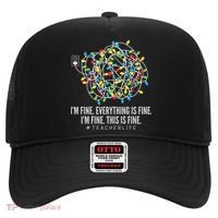 I'm Fine Everything Is Fine Teacher Life Christmas Lights Hat thumb 0