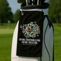 I'm Fine Everything Is Fine Teacher Life Christmas Lights Golf Towel thumb 2