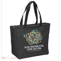 I'm Fine Everything Is Fine Teacher Life Christmas Lights Tote Bag thumb 2
