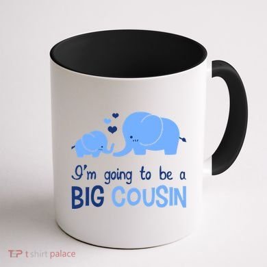 I'm Going To Be A Big Cousin Boy Elephant Coffee Mug back