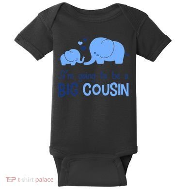 I'm Going To Be A Big Cousin Boy Elephant Baby Bodysuit
