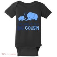 I'm Going To Be A Big Cousin Boy Elephant Baby Bodysuit thumb 0