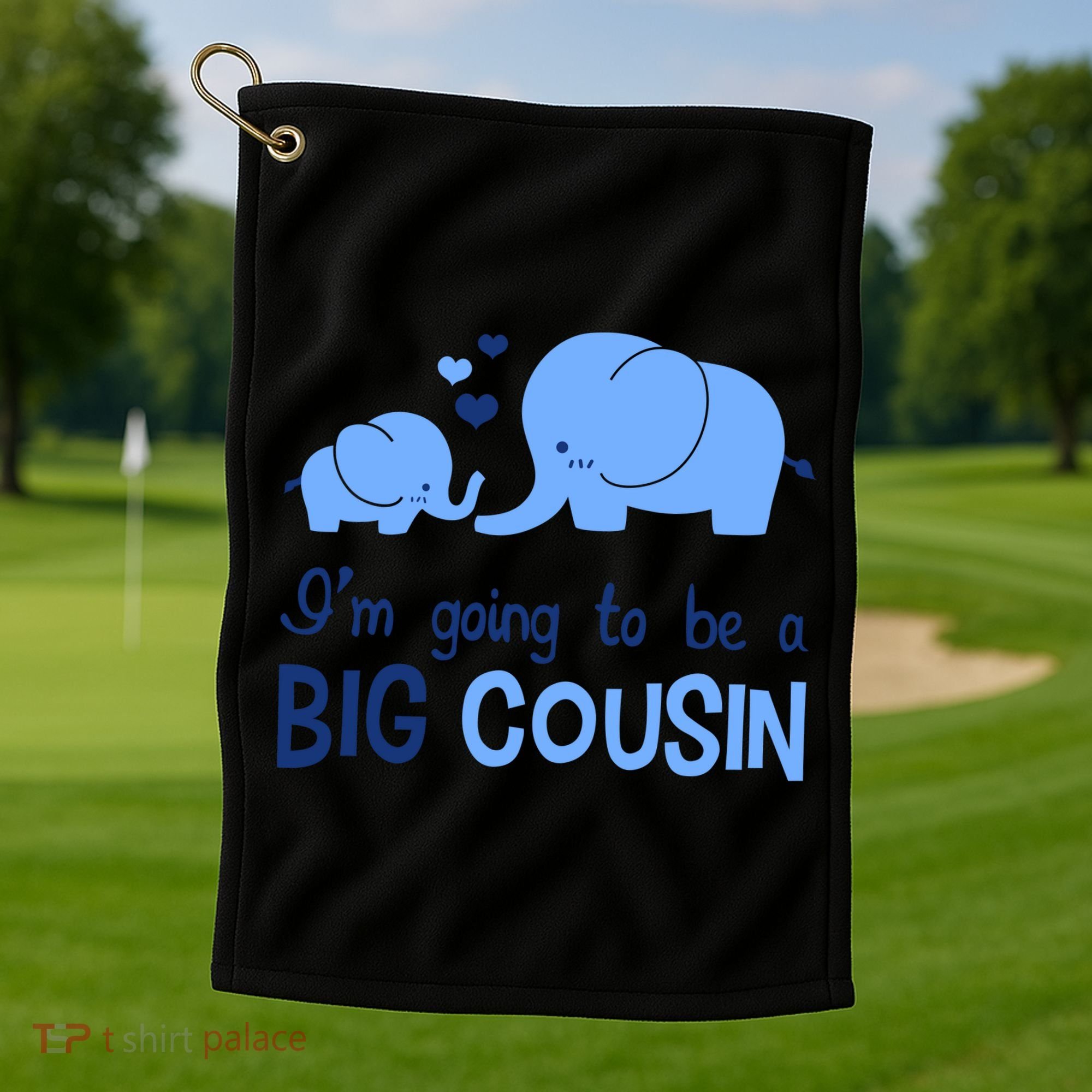 I'm Going To Be A Big Cousin Boy Elephant Golf Towel