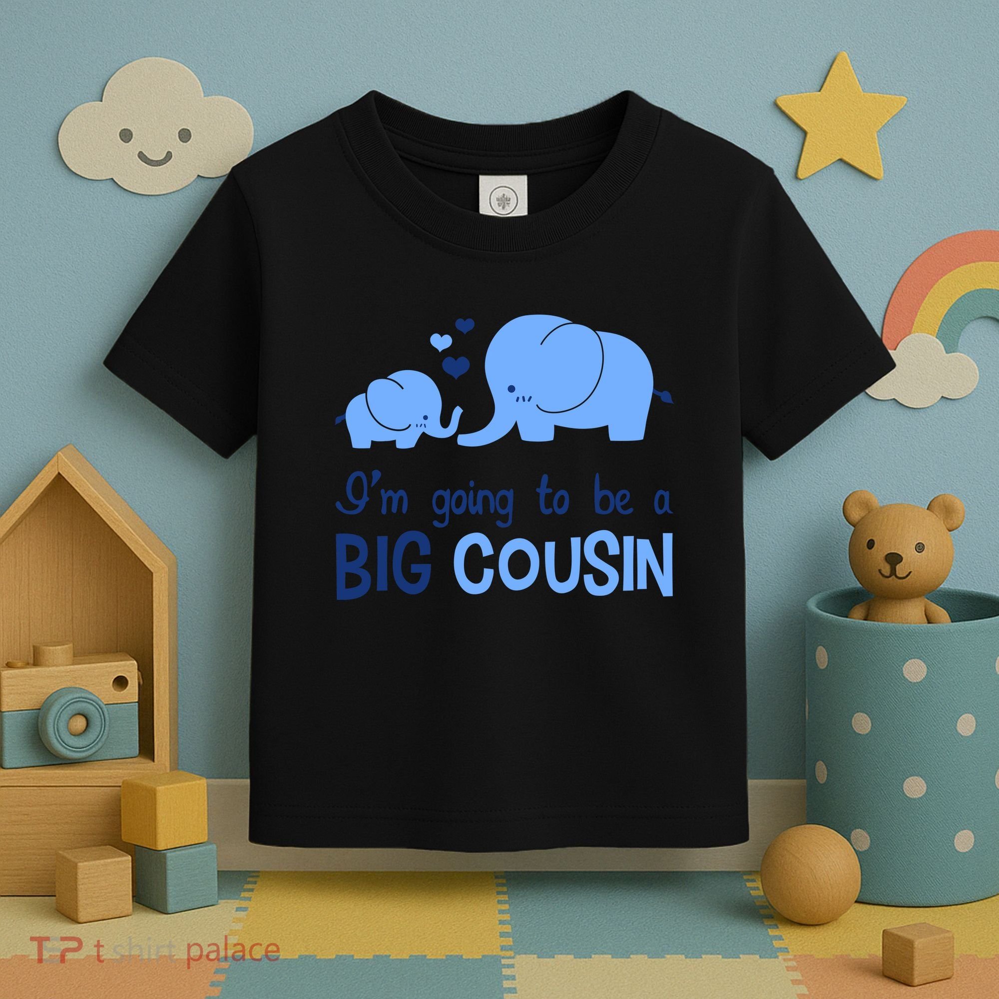 I'm Going To Be A Big Cousin Boy Elephant Toddler T-Shirt