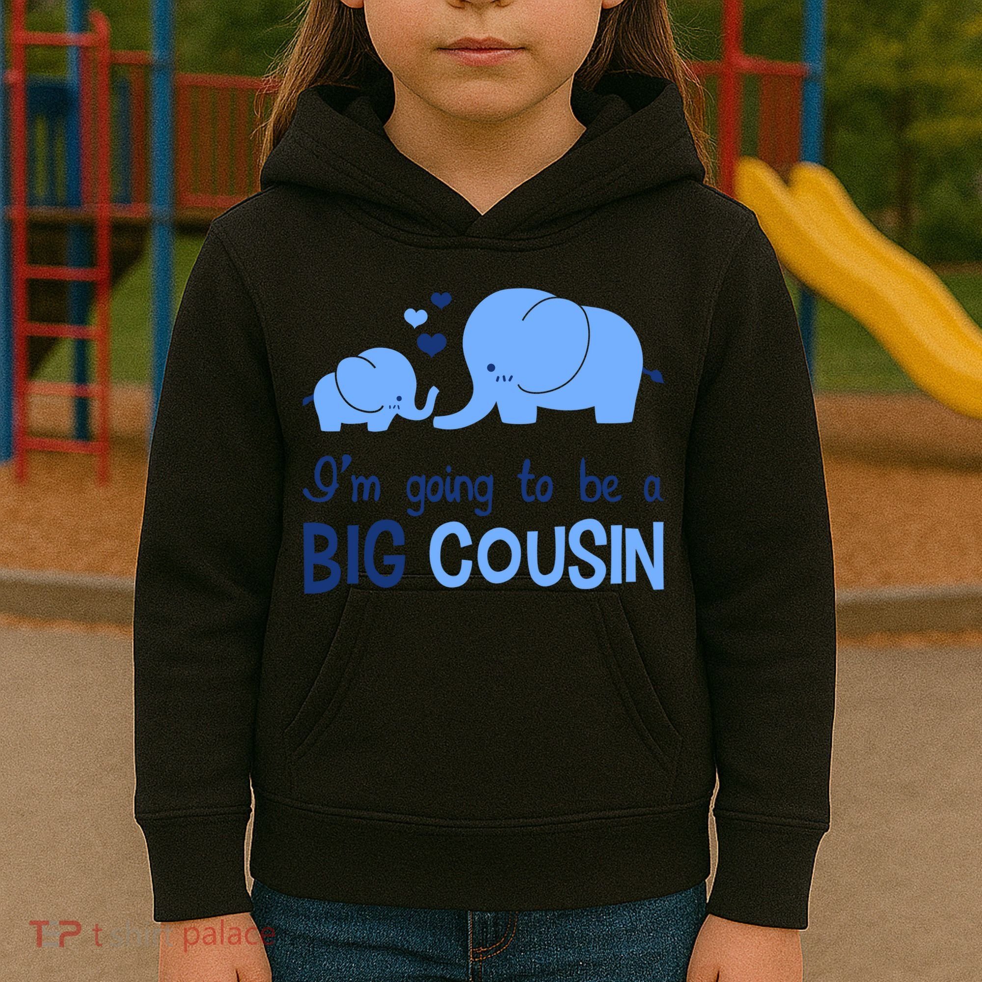 I'm Going To Be A Big Cousin Boy Elephant Kids Hoodie