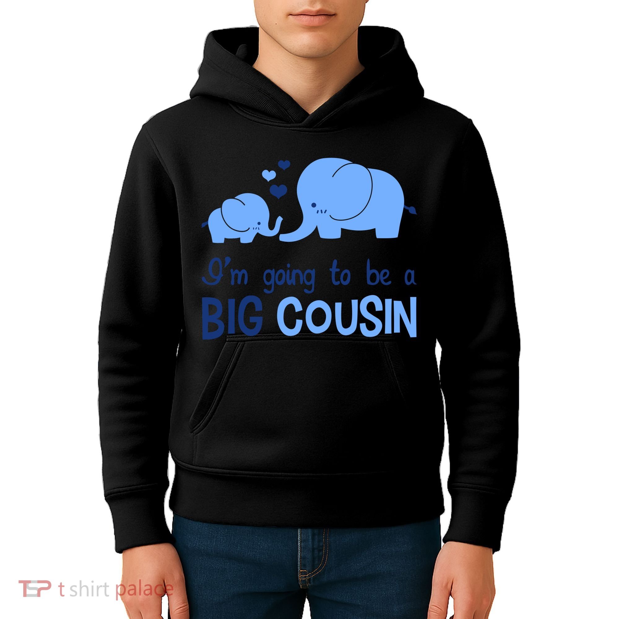 I'm Going To Be A Big Cousin Boy Elephant Kids Hoodie