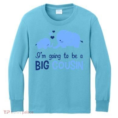 I'm Going To Be A Big Cousin Boy Elephant Kids Long Sleeve Shirt