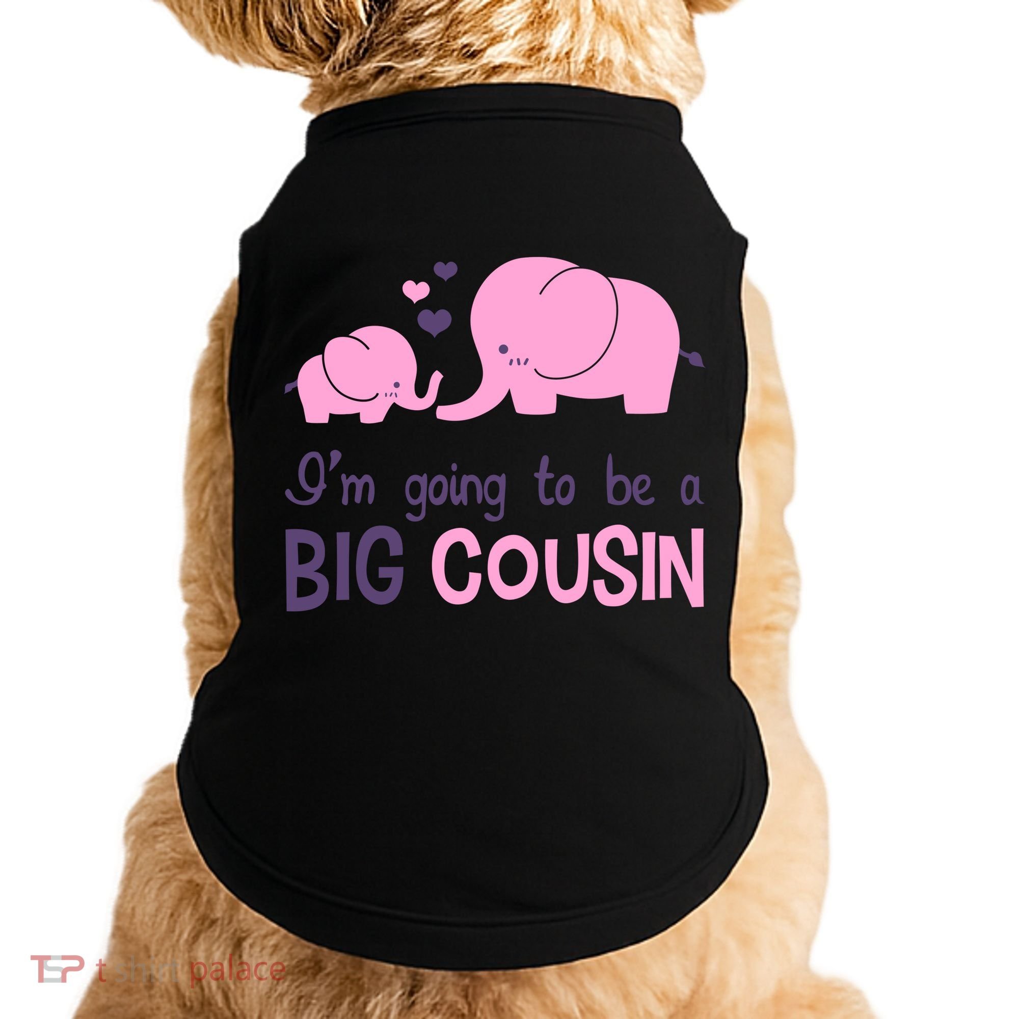 I'm Going To Be A Big Cousin Girl Elephant Doggie Tank