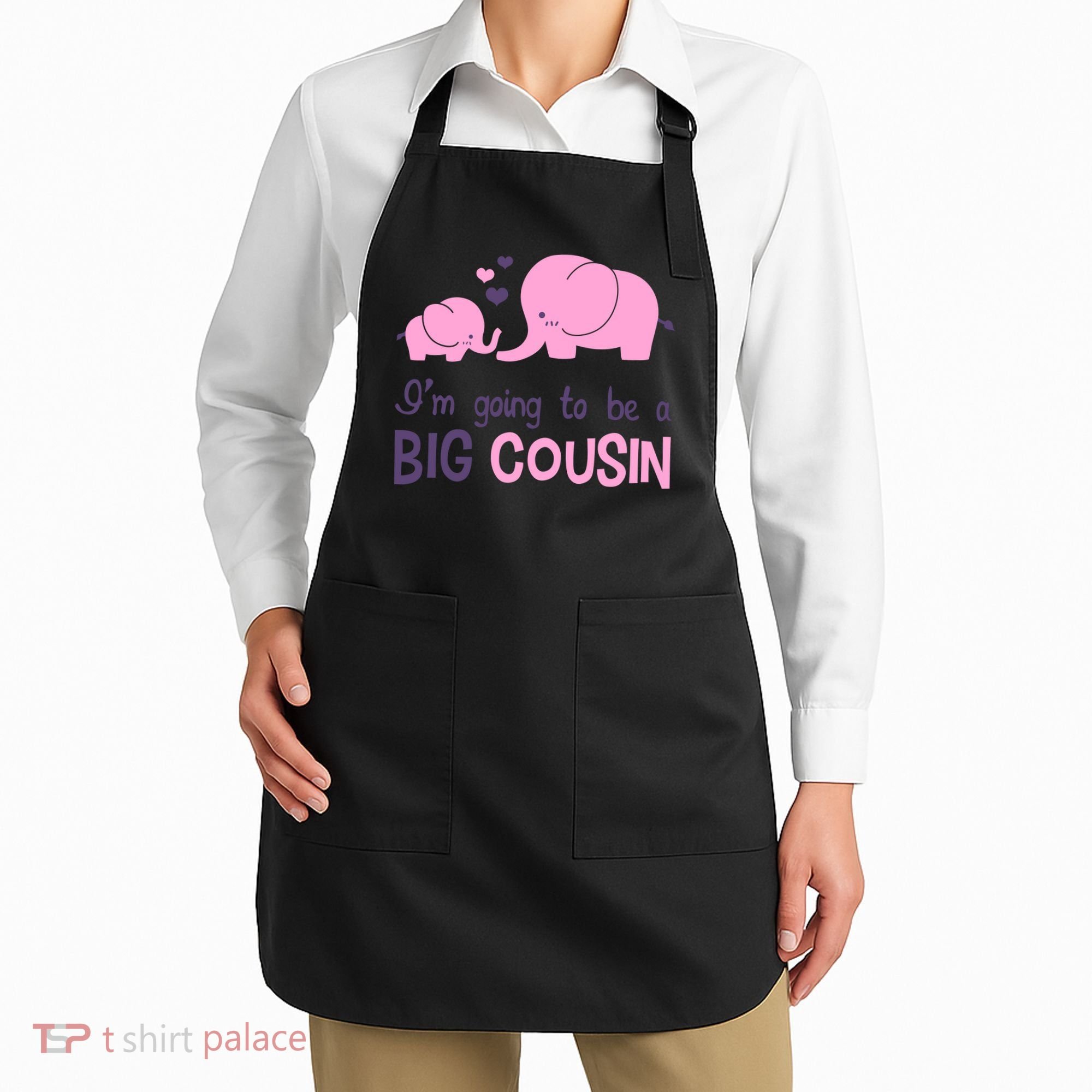 I'm Going To Be A Big Cousin Girl Elephant Apron