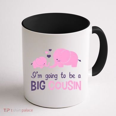 I'm Going To Be A Big Cousin Girl Elephant Coffee Mug back