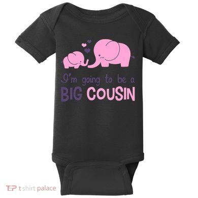 I'm Going To Be A Big Cousin Girl Elephant Baby Bodysuit