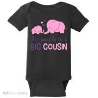 I'm Going To Be A Big Cousin Girl Elephant Baby Bodysuit thumb 0