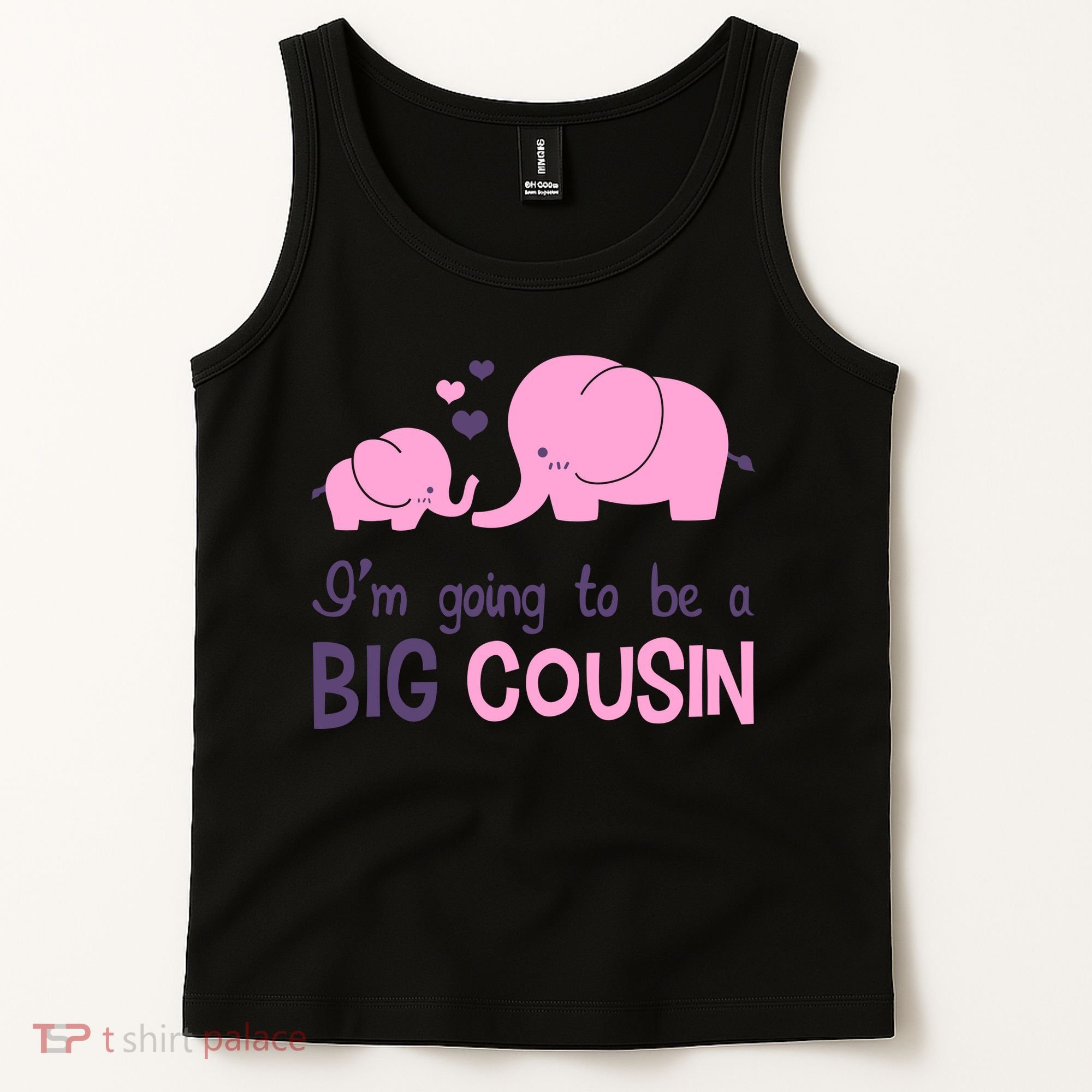 I'm Going To Be A Big Cousin Girl Elephant Tank Top