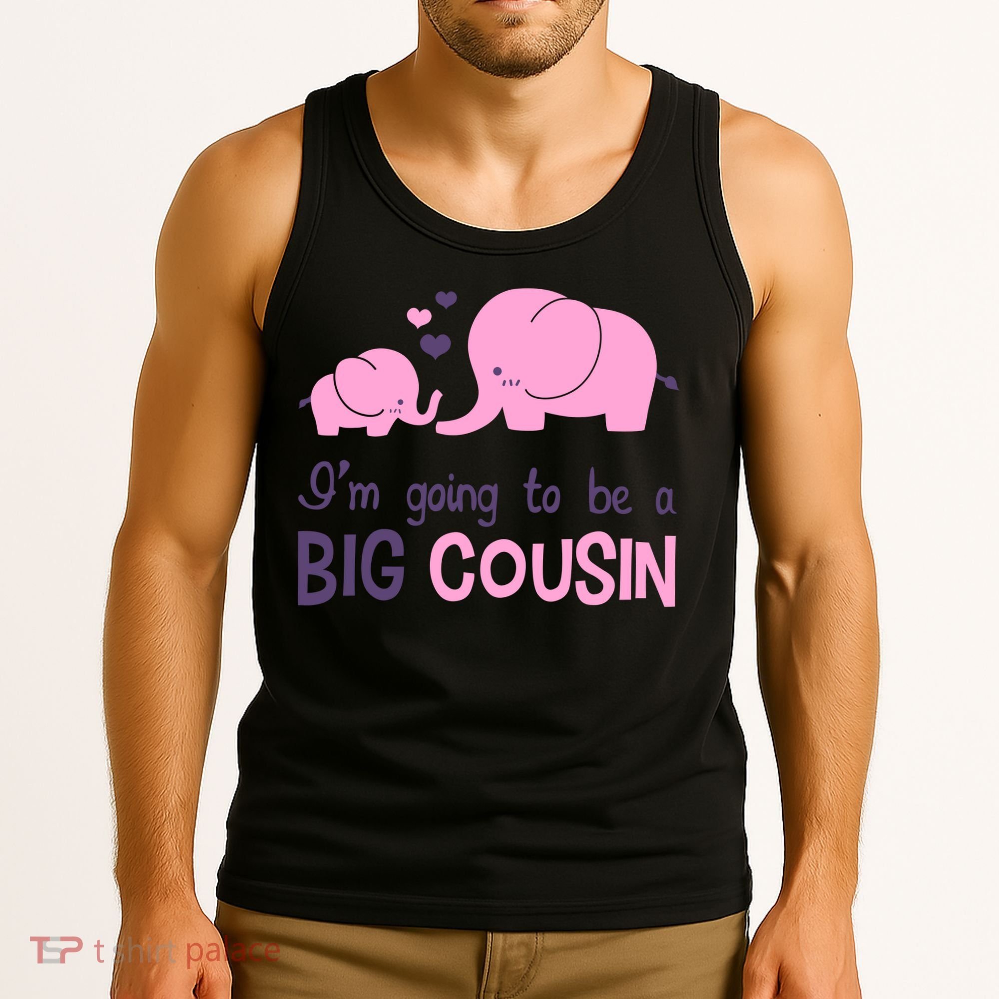 I'm Going To Be A Big Cousin Girl Elephant Tank Top