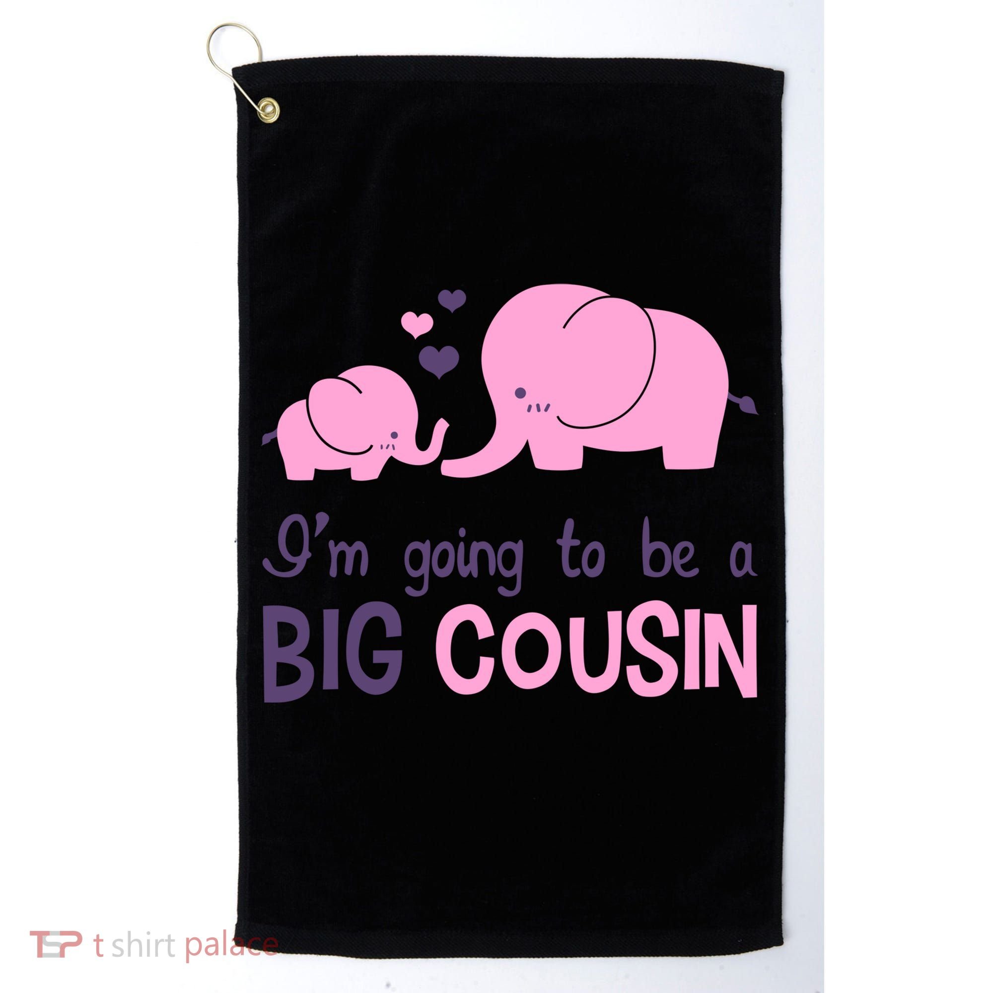 I'm Going To Be A Big Cousin Girl Elephant Golf Towel