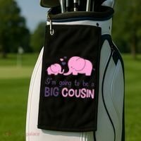 I'm Going To Be A Big Cousin Girl Elephant Golf Towel thumb 2