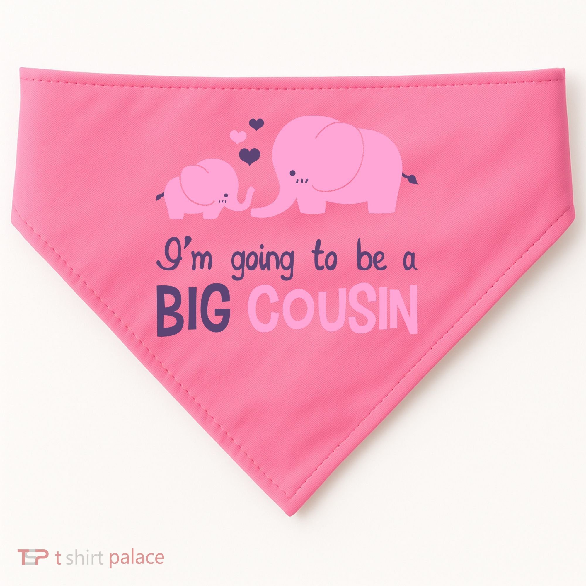 I'm Going To Be A Big Cousin Girl Elephant USA-Made Doggie Bandana