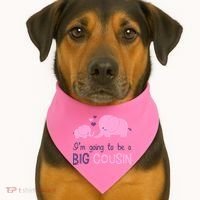 I'm Going To Be A Big Cousin Girl Elephant USA-Made Doggie Bandana thumb 1