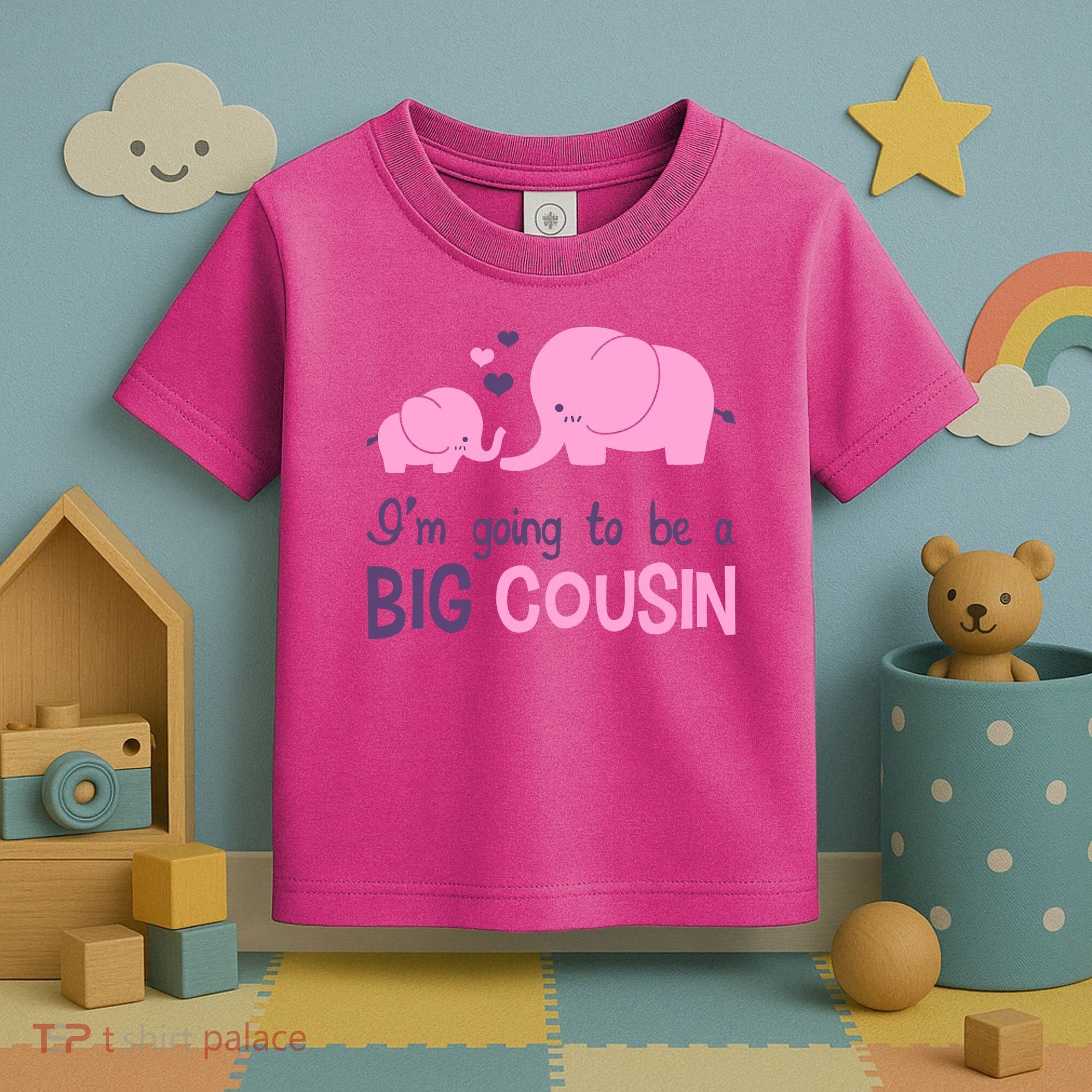 I'm Going To Be A Big Cousin Girl Elephant Toddler T-Shirt