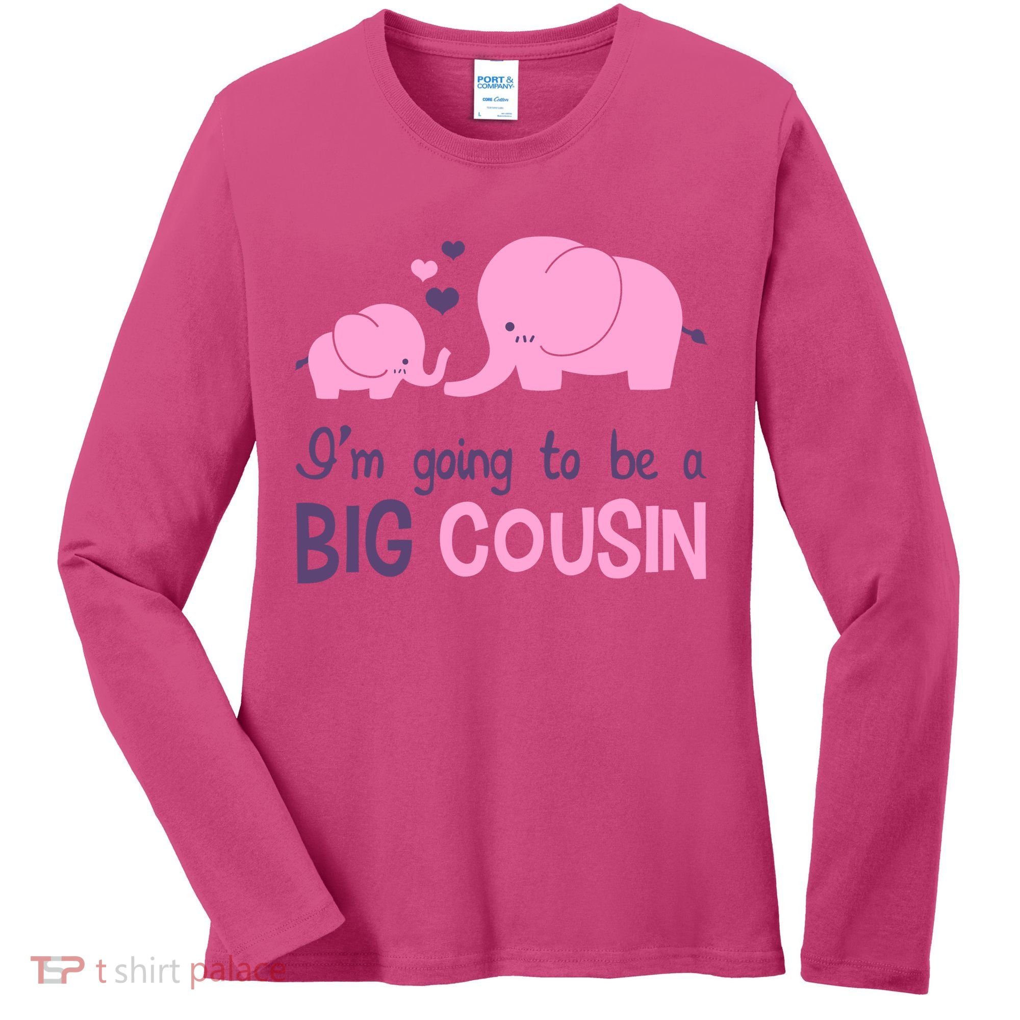 I'm Going To Be A Big Cousin Girl Elephant Women's Long Sleeve Shirt