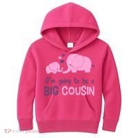 I'm Going To Be A Big Cousin Girl Elephant Kids Hoodie thumb 0