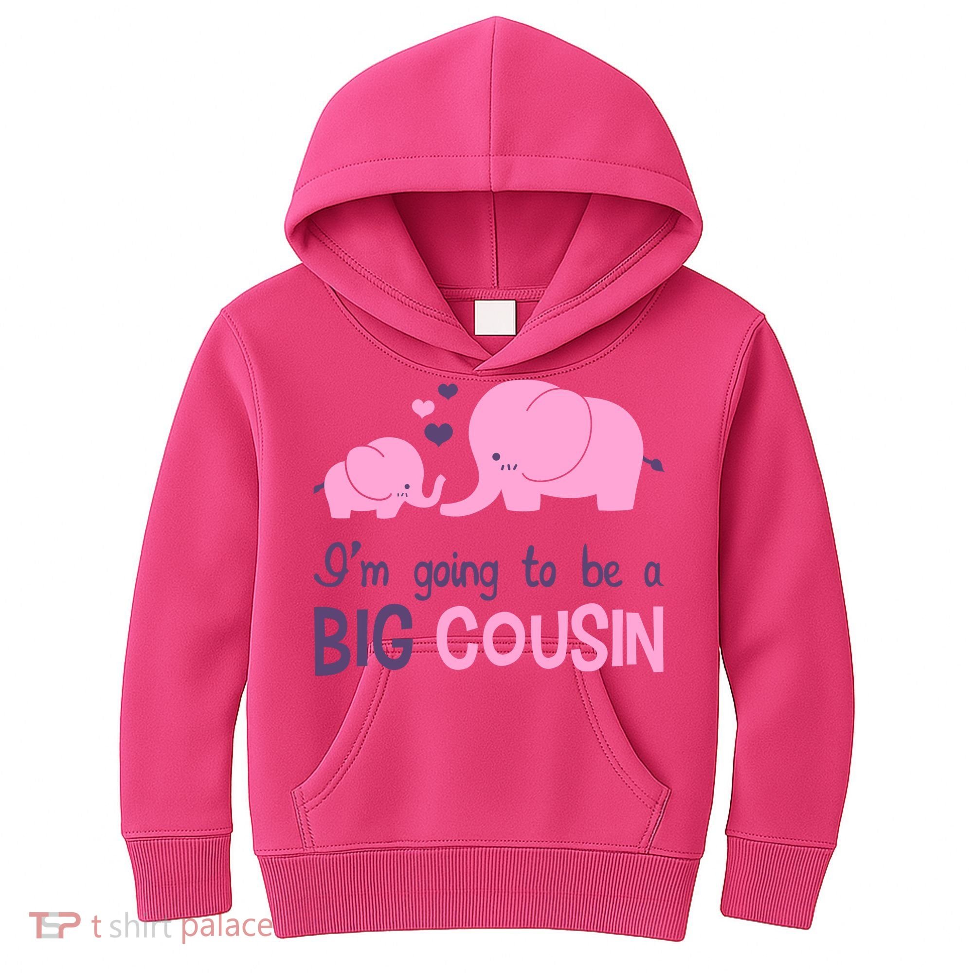 I'm Going To Be A Big Cousin Girl Elephant Kids Hoodie