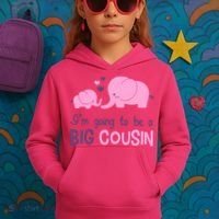 I'm Going To Be A Big Cousin Girl Elephant Kids Hoodie thumb 3