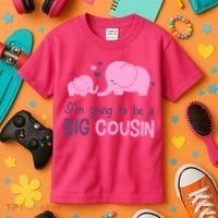 I'm Going To Be A Big Cousin Girl Elephant Kids T-Shirt thumb 3