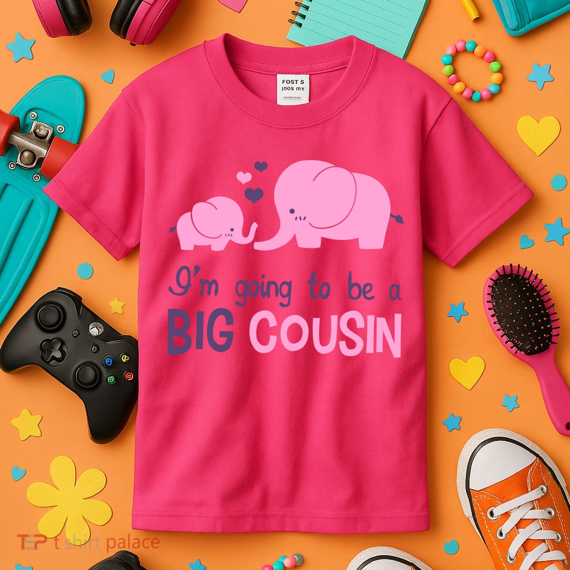 I'm Going To Be A Big Cousin Girl Elephant Kids T-Shirt