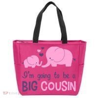 I'm Going To Be A Big Cousin Girl Elephant Tote Bag thumb 0