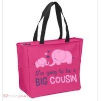 I'm Going To Be A Big Cousin Girl Elephant Tote Bag thumb 2
