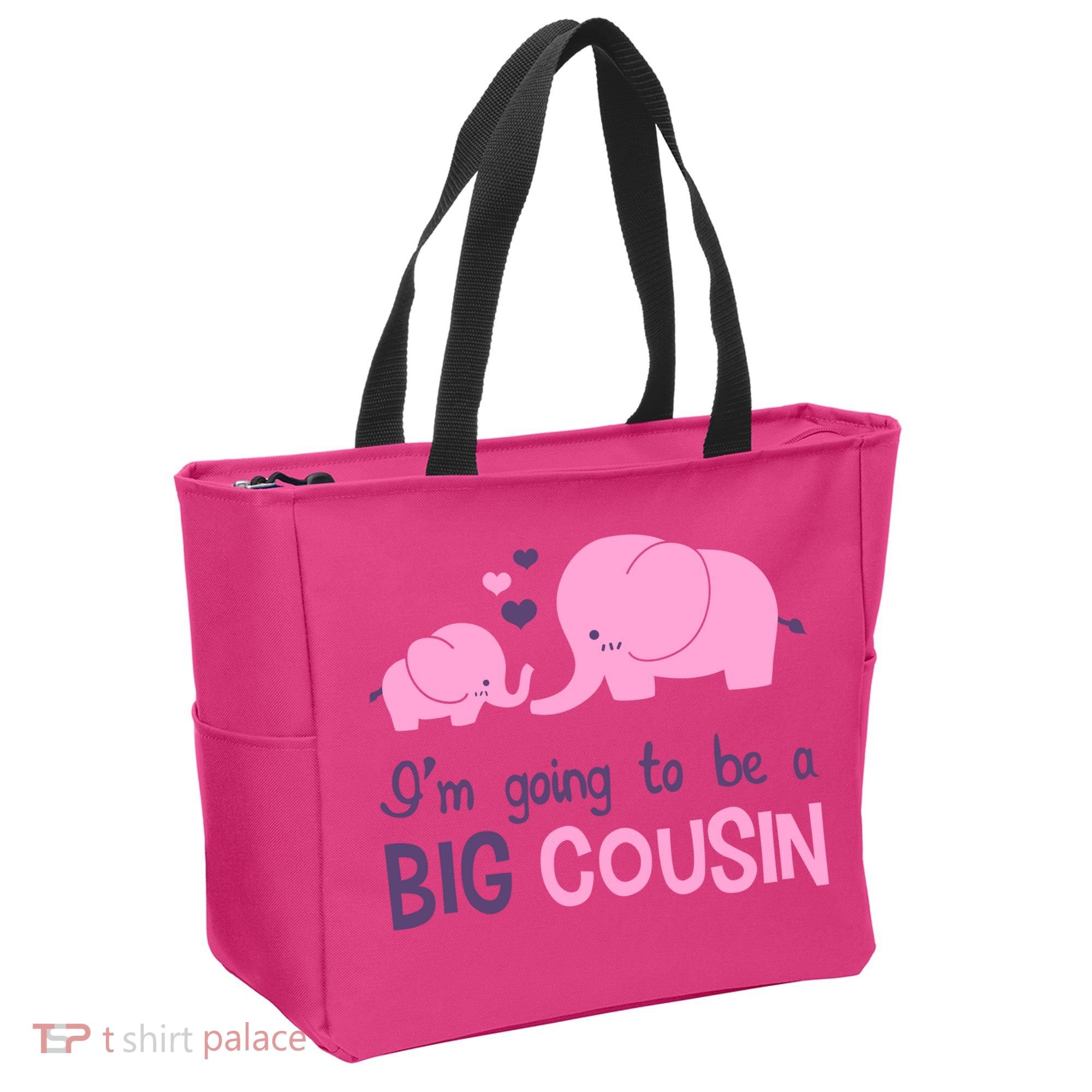 I'm Going To Be A Big Cousin Girl Elephant Tote Bag