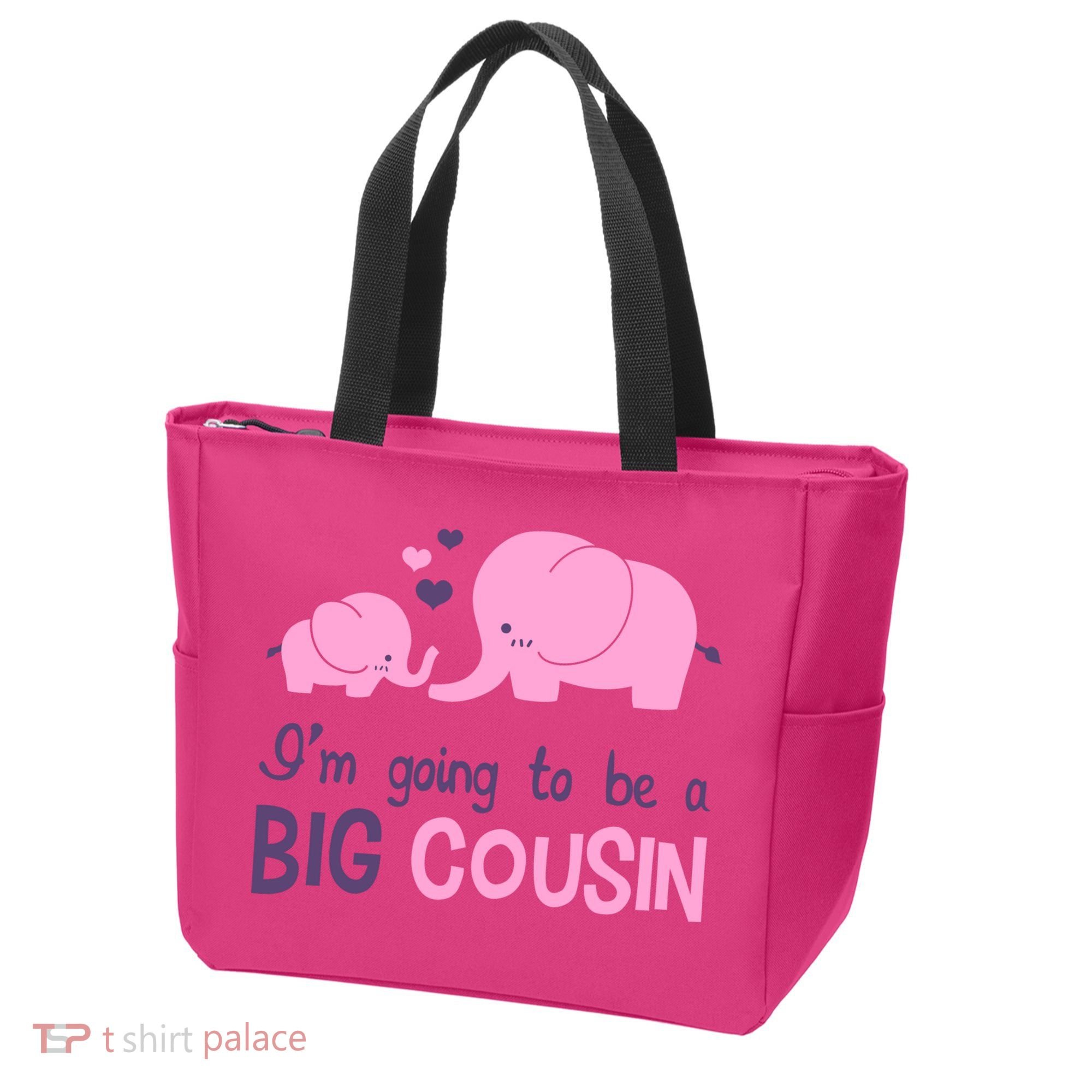 I'm Going To Be A Big Cousin Girl Elephant Tote Bag