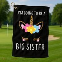 I'm Going To Be A Big Sister Cute Unicorn Golf Towel thumb 1