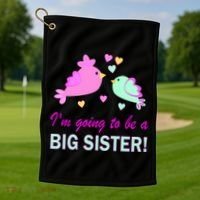 I'm Going to Be Big Sister Bird Golf Towel thumb 1