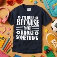 I'm Here Because You Broke Something Kids T-Shirt thumb 3