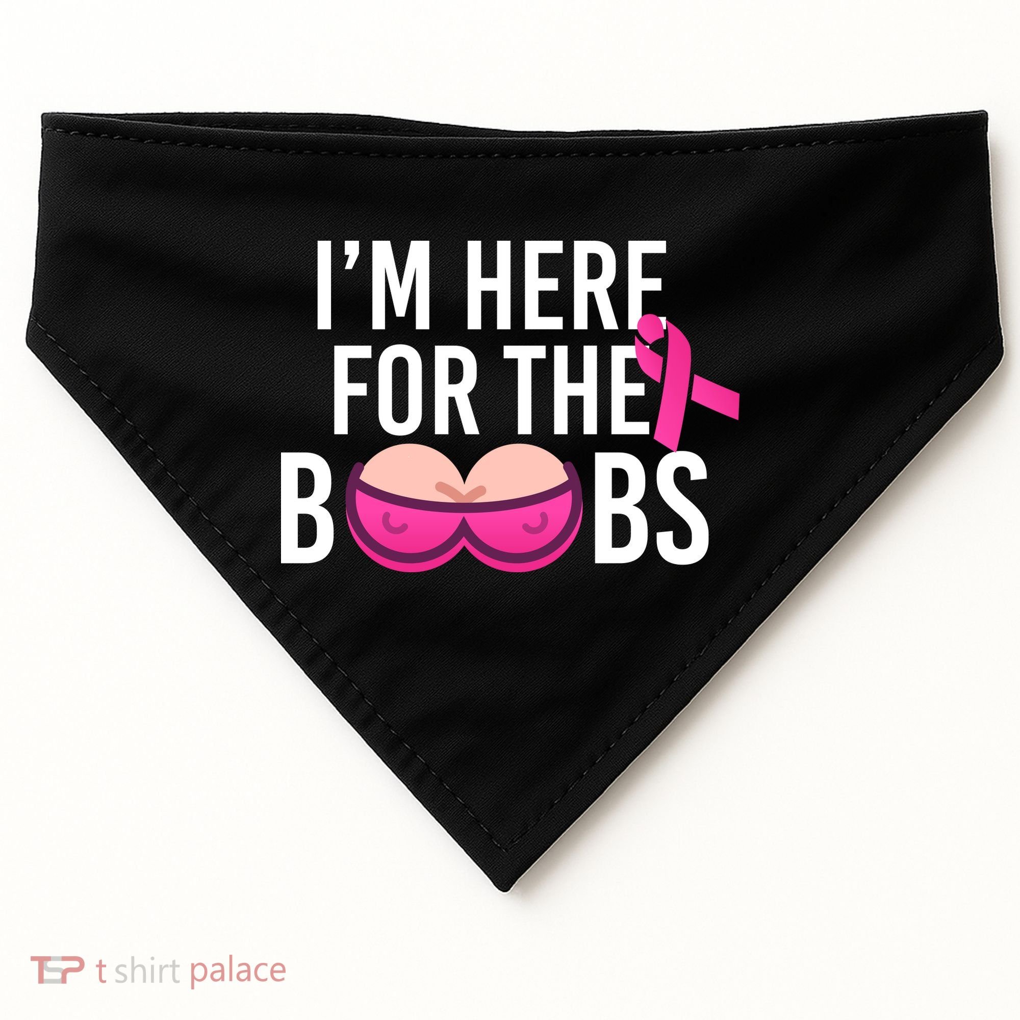 I'm Here For The Boobs Breast Cancer USA-Made Doggie Bandana