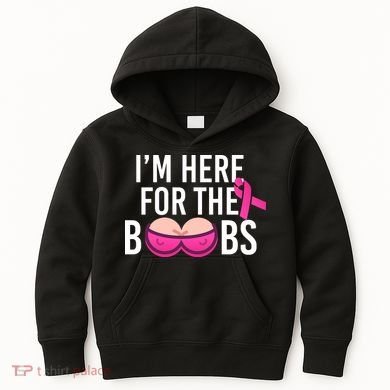 I'm Here For The Boobs Breast Cancer Kids Hoodie