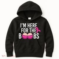 I'm Here For The Boobs Breast Cancer Kids Hoodie thumb 0