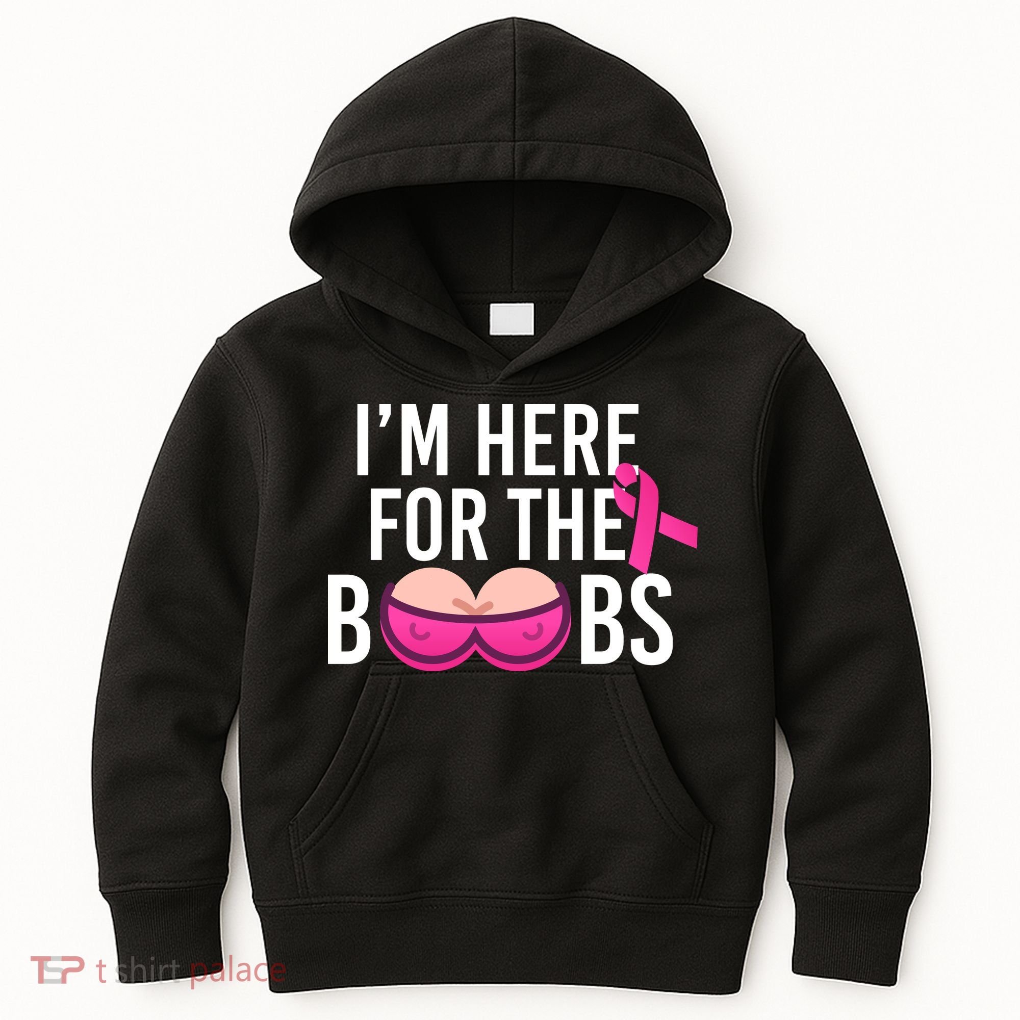 I'm Here For The Boobs Breast Cancer Kids Hoodie