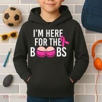I'm Here For The Boobs Breast Cancer Kids Hoodie thumb 2