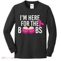 I'm Here For The Boobs Breast Cancer Kids Long Sleeve Shirt thumb 0