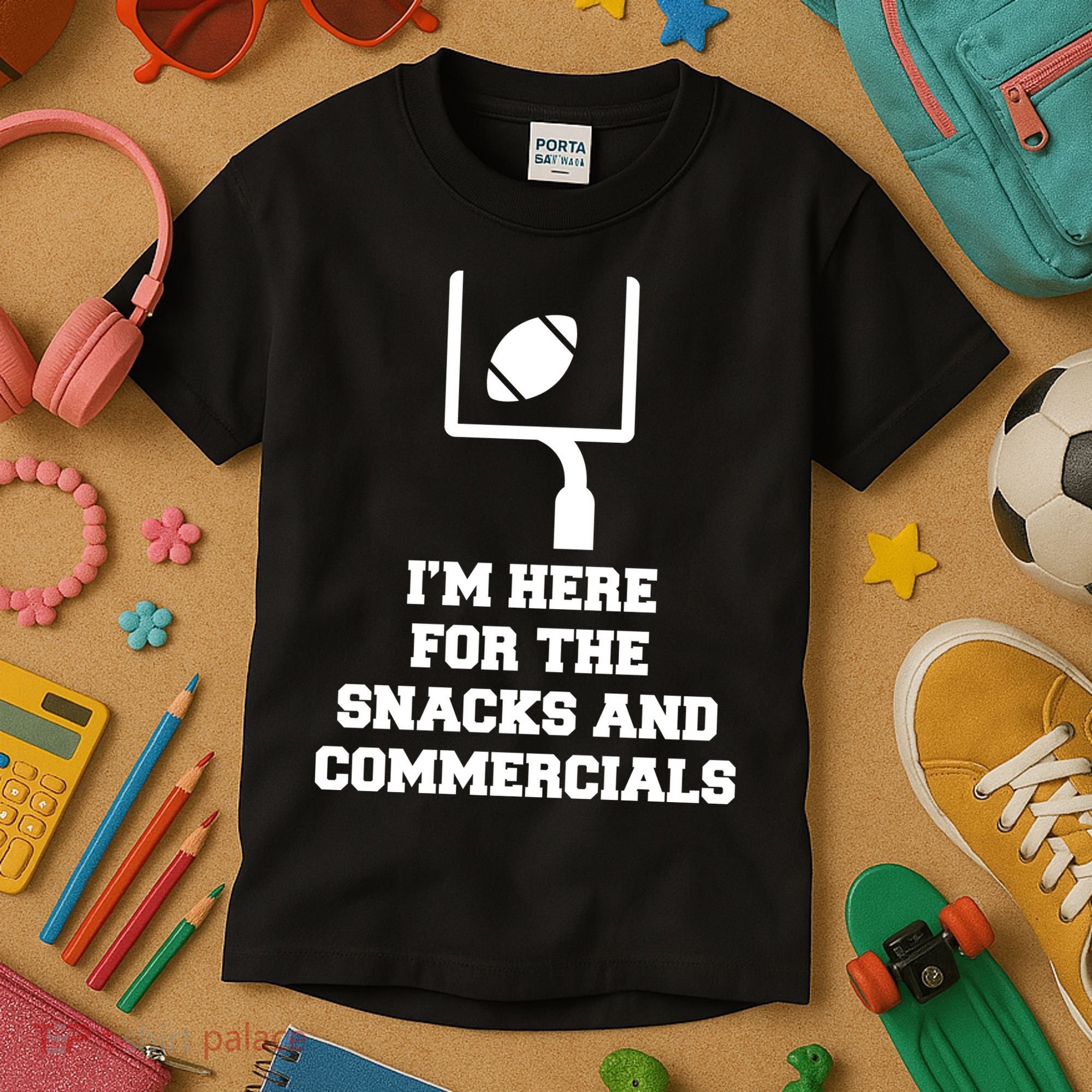 I'm Here For The Snacks And Commercials Kids T-Shirt
