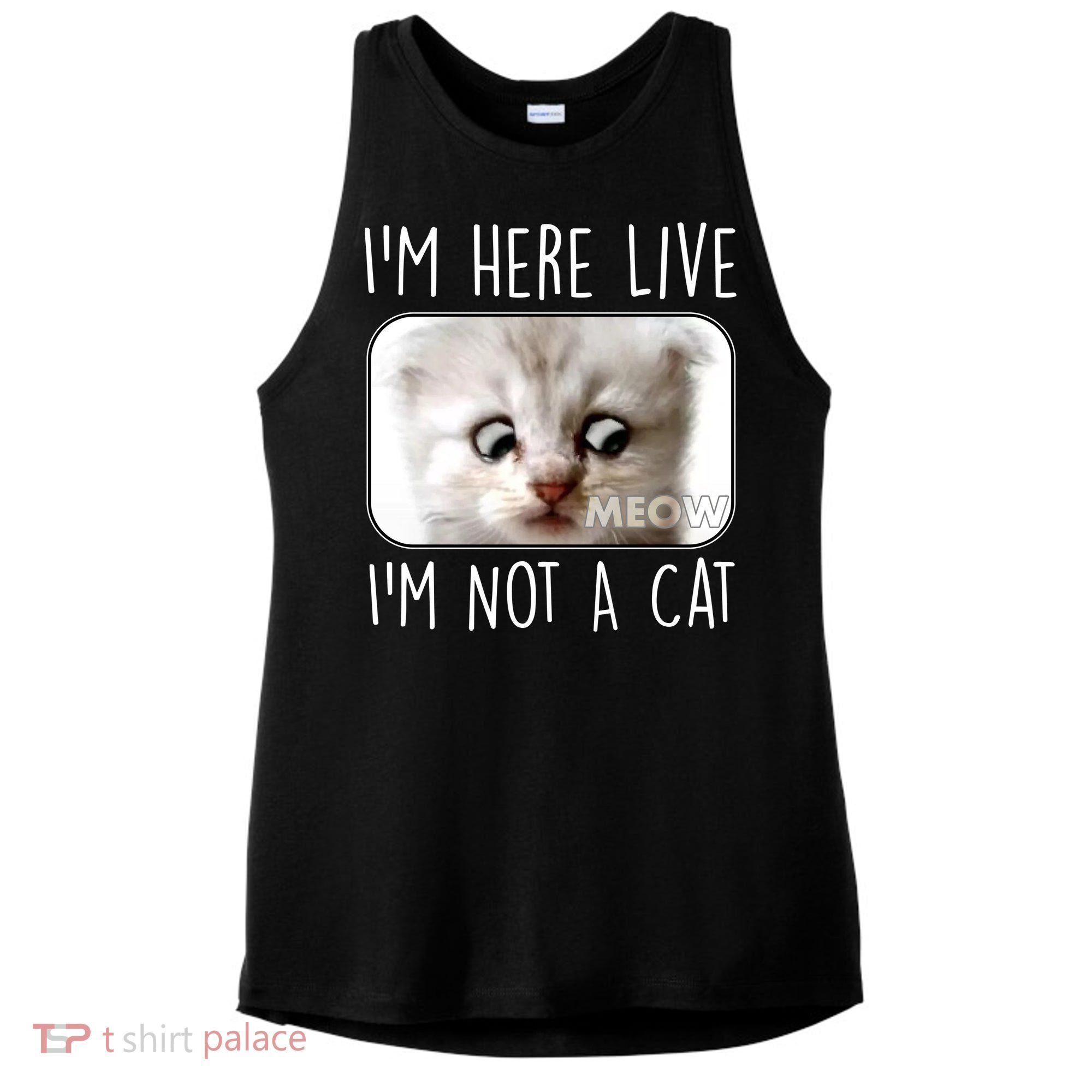 I'm Here Live I'm Not A Cat Zoom Lawyer Cat Meme Ladies PosiCharge Tri-Blend Wicking Tank