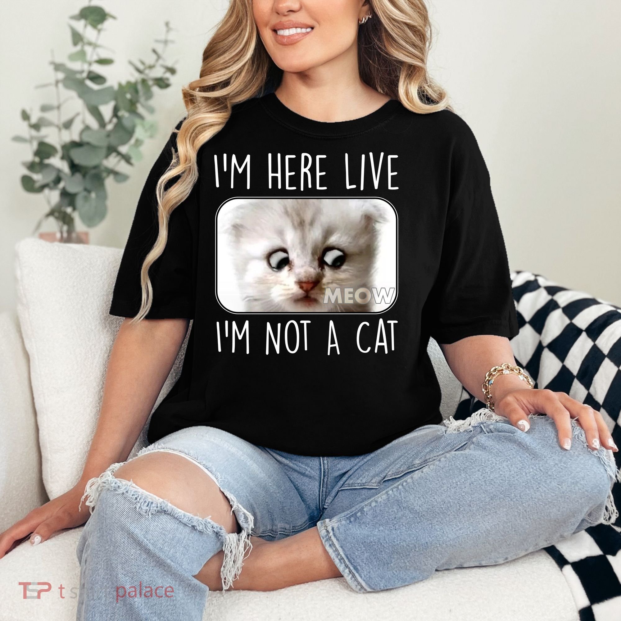 I'm Here Live I'm Not A Cat Zoom Lawyer Cat Meme Comfort Colors T-Shirt
