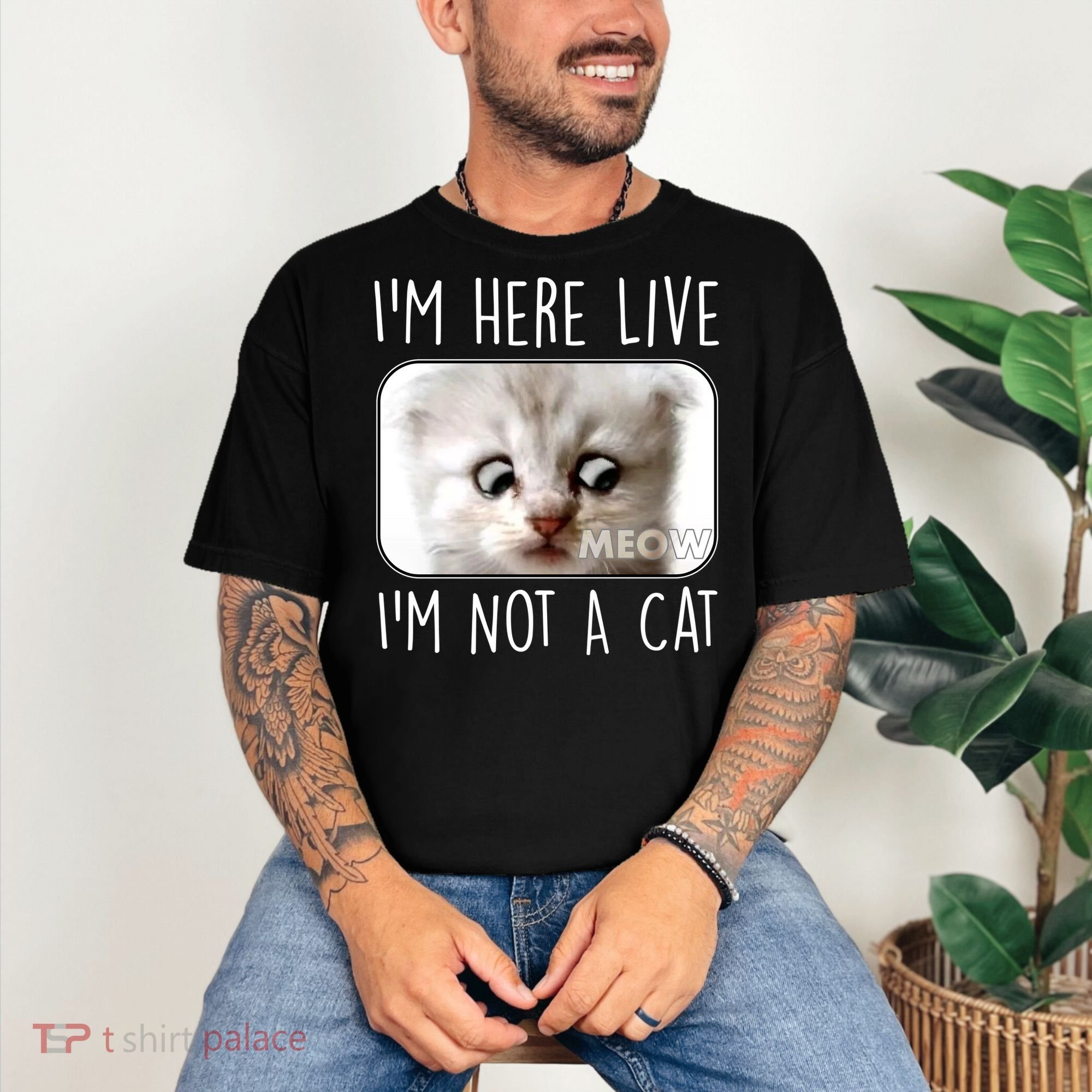 I'm Here Live I'm Not A Cat Zoom Lawyer Cat Meme Comfort Colors T-Shirt
